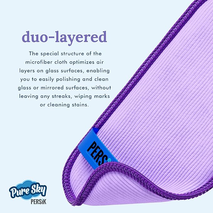 Pure-Sky Eyeglass Cleaner Cloth – Streak Free Ultra Microfiber Eyeglass Cleaner Wipes - Leaves no Wiping Marks - [4 Pack] - Cleans Lenses, Glasses, Screens, Cameras, Cell Phone, Eyeglasses, Tablets