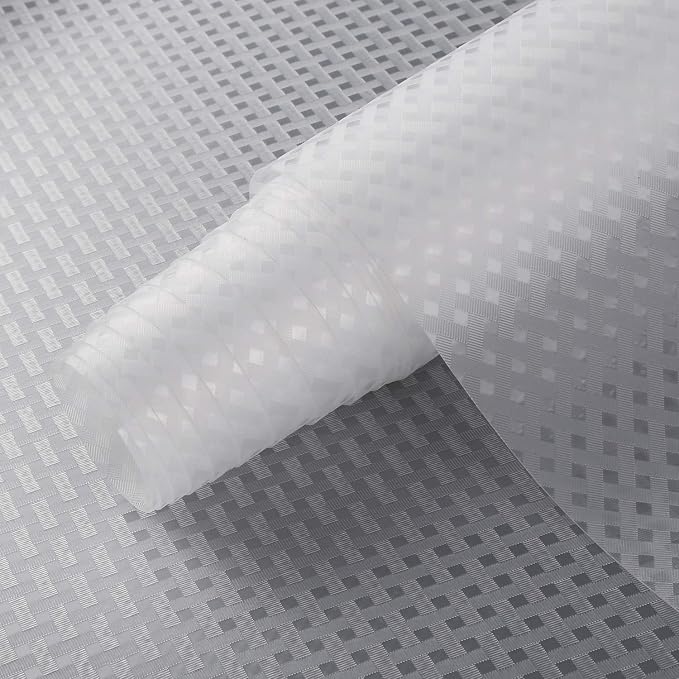 HooTown Shelf Liner Kitchen Cabinet Drawer Mats 23.6 Inch Wide x 393.7 Inch Long, Non Slip EVA Plastic Water Resistant Pad for Bathroom Drawers,Shoe Shelves, Under Sink, Clear