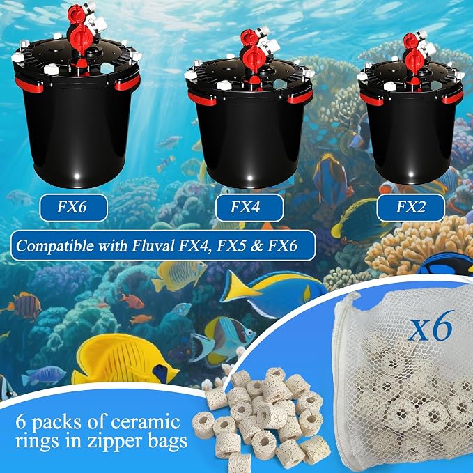 36 PCS Replacement Filter Media Kit for Fluval FX4/FX5/FX6 Aquarium Filters, Including 6 Upgraded 3in1 Carbon Pad, 6 Polishing Pads, 6 Fine Polishing Pads, 6 Bio-Foam Block, 6 Bio-Foam Pads, Media