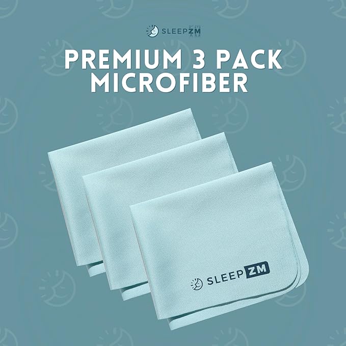 Sleep ZM 3 Pack Special Blue Light Glasses Microfiber Cleaning Cloths - Safe and Effective Cleans Lenses, Screens, Cameras, Eyeglasses, Cell Phone, LCD TV Screens and More (6X7)