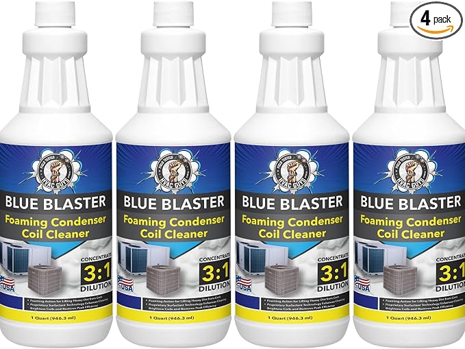 Leak Saver Foaming AC Condenser Coil Cleaner 4PK - 1 Quart | Concentrated Formula Makes 1 Gallon | Extreme Duty Foaming Condenser Cleaner for AC Unit