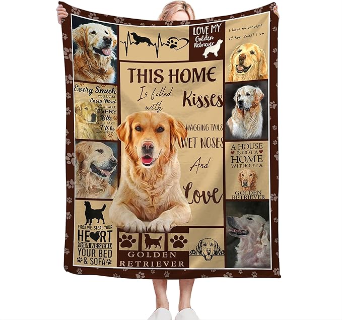 Golden Retriever Blanket Gifts and Decor - Cute Dog Throw for Girls, Women, Kids, Adults - Soft Warm Cozy Fleece for Couch, Sofa, Bed 60"x50"