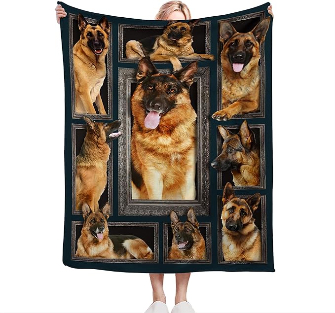 German Shepherd Dog Blanket - Cute Gifts & Decor, Soft Warm Fleece Throw for Girls, Women, Kids & Adults, 60"x50"