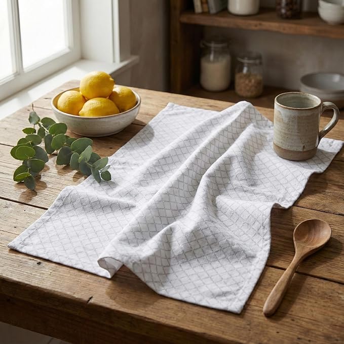 Marubhumi Cotton Kitchen Dish Towels (White, 45x70 Cm)