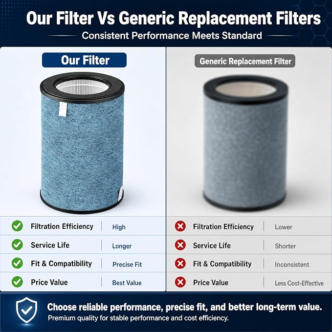 HP301 HP302 NeverChange Filter Compatible with Shark HP301 HP302 Never Change Air Purifier MAX Clean Sense Series HP201 HP202 HP302 HP301 HC502 AP1000, Part # HE3FKPET, 2-Pack