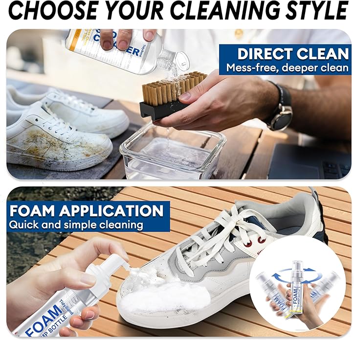 Shoe Cleaner Kit for Sneakers – 10.6oz Premium Shoe Cleaning Set with 3 Brushes & Microfiber Towel, Sneaker Cleaner for White Shoes, Boots, Leather, Suede, Canvas, Mesh, PU & Fabric