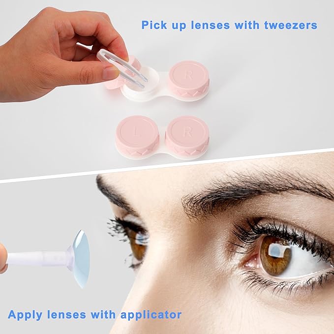 Lasiyanor Contact Lens Travel Kit with Cleaner Washer, Portable Contact Box with Mirror Tweezers Remover Tool Solution Bottle for Daily Outdoor