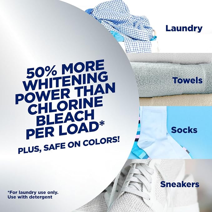 OxiClean Triple Action White Revive Laundry Whitener Powder, 6.5 lbs | Use with Detergent, Whitens and Brightens Clothes, Removes Tough Stains, Color Safe, Chlorine Free