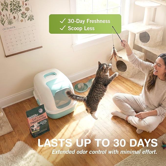 Sprinkle & Sweep: Litter Box Deodorizer - 8oz Bag - Cat & Kitten Home Odor Neutralizer, Ultra-Absorbent Formula, Non-Toxic & Safe, Pet Smell Control