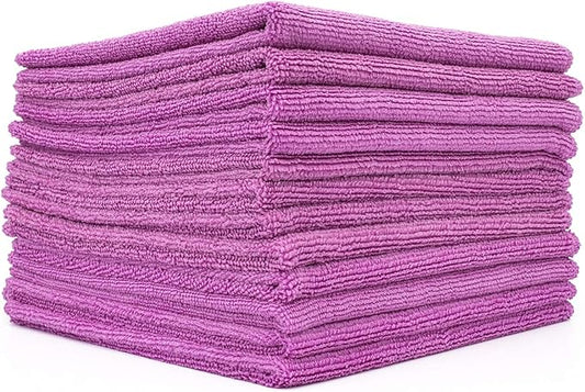 The Rag Company - All-Purpose Microfiber Terry Cleaning Towels - Commercial Grade, Highly Absorbent, Lint-Free, Streak-Free, Kitchens, Bathrooms, Offices, 300gsm, 16in x 16in, Lavender (12-Pack)