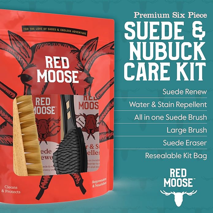 RED MOOSE Shoe & Sneaker Cleaner Kit – Leather, Suede, Nubuck, Canvas & White Shoes with Brush, Foam & Cloth, Made in USA