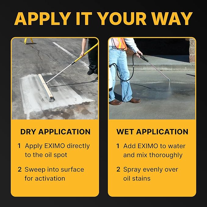CAF Outdoor Cleaning EXIMO Waterless Concrete Cleaner, Oil Stain Remover for Driveway, Garage Floor, Basement and Walkway Surfaces, Natural Concrete Cleaner Powder Treatment, 36 lb Container