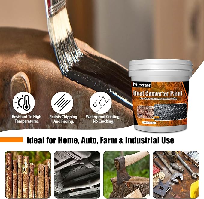 Metal Paint, Rust Converter and Metal Primer 34.8 oz – Anti-Rust Coating Rust Paint Encapsulator for Maximum Rust, Stop Corrosion, Ideal for Car Parts, Boats, Railings, Fences, Tools, Heat Resistant