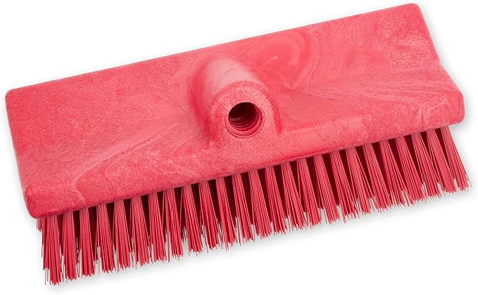 SPARTA 40423EC05 Plastic Floor Scrub Brush, Wall Brush, Equipment Brush With Nonabsorbent Bristles For Industrial Kitchens, Hospitals, Commercial Cleaning, 10 Inches, Red