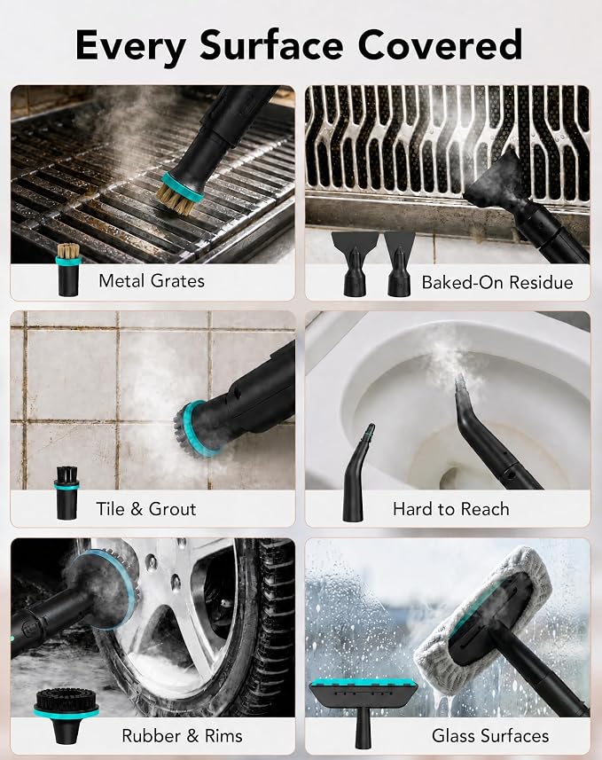 Homeasy Steam Cleaner for Home, 1500W Handheld Steamer for Cleaning with 3-Level Handle, 15s Heat-Up & 1.8L Large Tank, Portable Steamer for Car, Grout, Tile, Floor, Kitchen & Bathroom