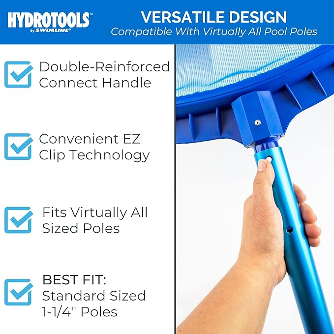 Swimline 8039 Premium Extra Strong Leaf Skimmer Net Head Cleaner for Swimming Pool Spa Fountain Pond Hot Tub Leaves Bugs Debris Fine Cleaning Maintenance, Heavy Duty Large, Blue (Pack of 4)