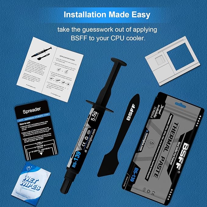 Thermal Paste, 16.5g with Toolkit CPU Paste Thermal Compound Paste Heatsink for IC/Processor/CPU/All Coolers, Carbon Based High Performance