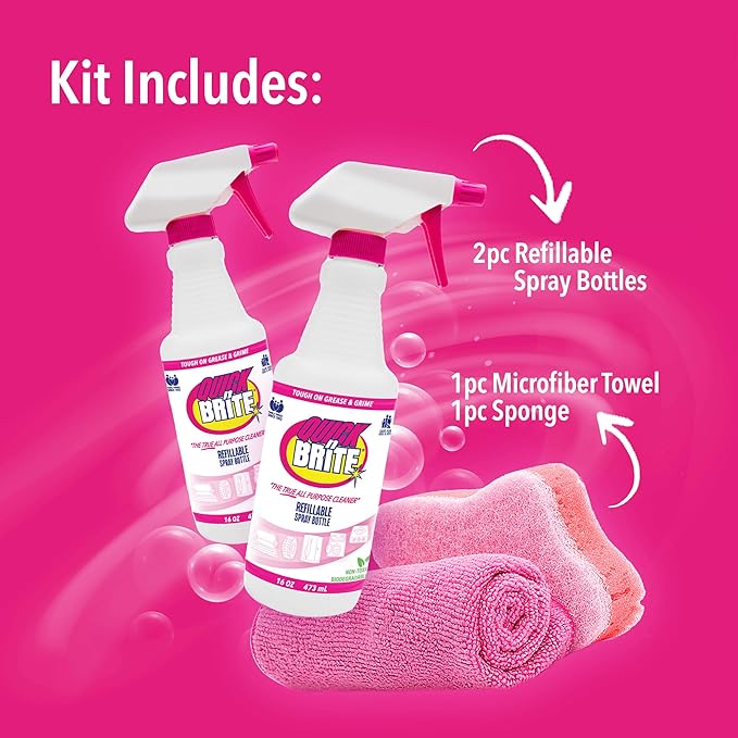Quick 'n Brite Eco-Friendly Cleaning Supplies Kit - All Purpose Cleaner with Cleaning Paste & Concentrate - Non-Toxic, Powerful Cleaner Includes Sponge - Versatile Solution for Home & Office