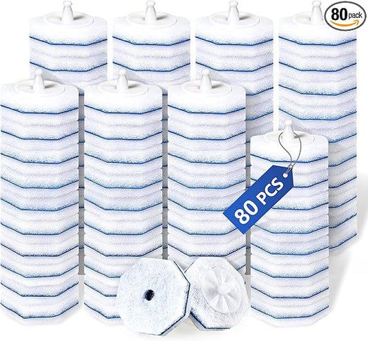 80 Toilet Wand Refills for Clorox Toilet Wand, Disposable Toilet Brush Head with Rich Foaming, Extra Thick Triple-layer Refills, Strong Cleaning & Scrubbing Power, Won't Fall Off or Fall Apart