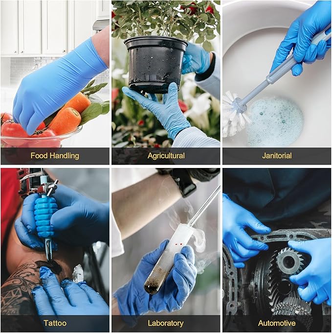 TitanFlex Disposable Heavy Duty Industrial Nitrile Gloves, Latex Free, Food Safe, Powder Free, Mechanic Gloves, 100-ct Box (Large)
