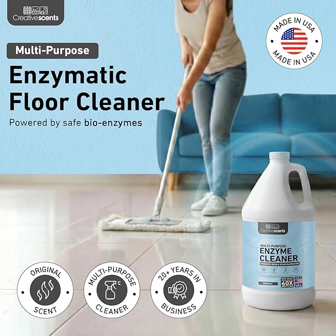 Creative Scents Multipurpose Enzyme Cleaner & Odor Remover | Super Concentrated for Floor, Carpet, Drain | Pet Urine Odor Eliminator | Enzyme Cleaner for Cat Urine & Dog Poop | 1 Gallon - Original