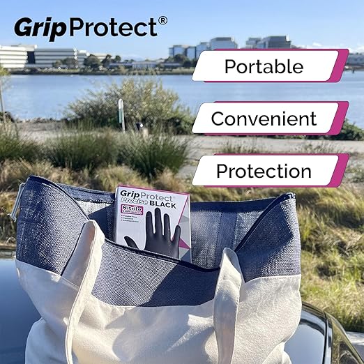 GripProtect® Precise Black Nitrile Gloves | Exam | 4 Mil | Chemo-Rated | Food, Home, Hospital, Law Enforcement, Tattoo | (X-Large, 50)