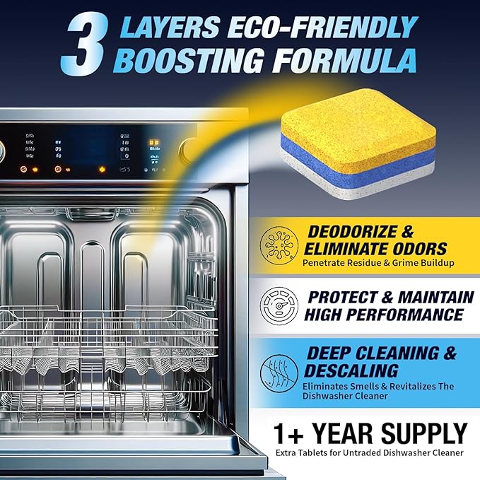 Washing Machine Cleaner Tablets Top Load 14 Pack & Dishwasher Cleaner Deodorizer Descaler Tablets 28 Pack Bundle - 2 Plus Year Supply - Septic Safe Eco Friendly Formula