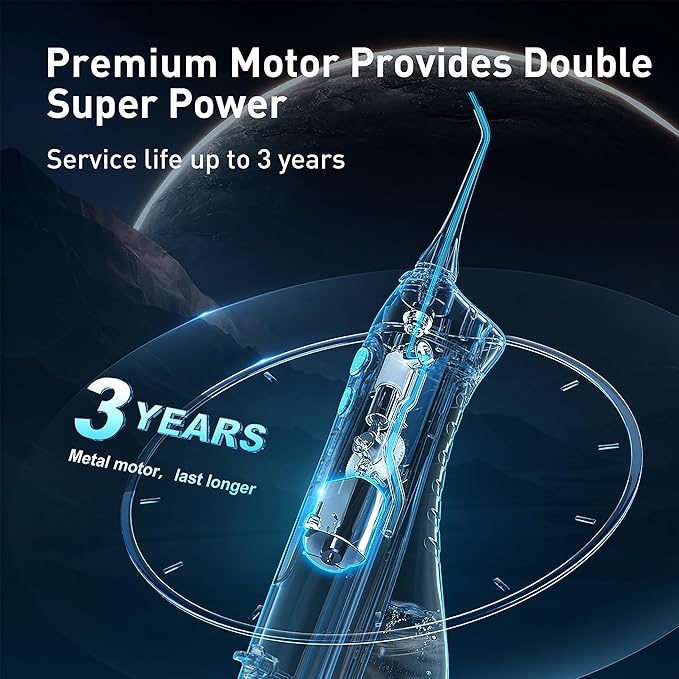 COSLUS Water Dental Flosser Teeth Pick C20: Portable Cordless Oral Irrigator 300ML Rechargeable Travel Irrigation Cleaner IPX7 Waterproof Electric Flossing Machine for Teeth Cleaning, Black