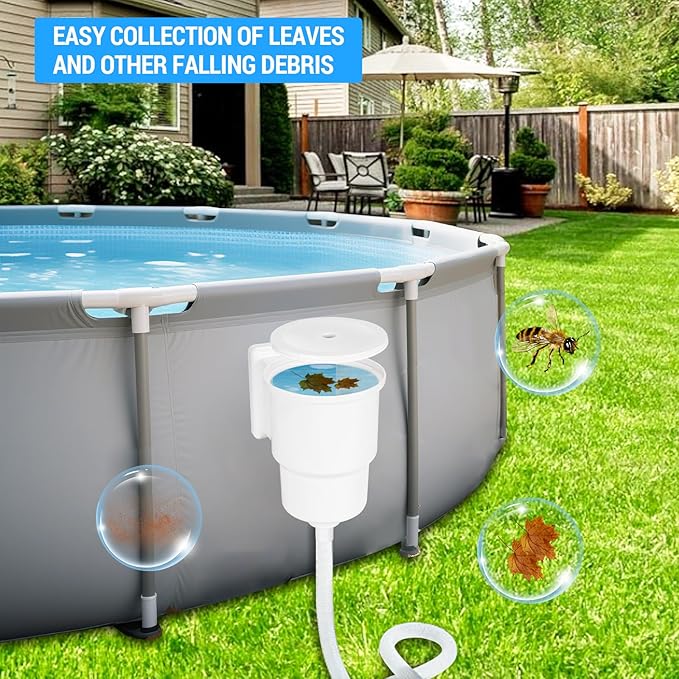 Above Ground Pool Skimmer Kit, Heavy Duty Through Wall Pool Skimmers, Wall Mountedp Pool Skimmers for Filter Leaves, Hair, Bugs, and Impurities from The Surface of The Pools (Grey)