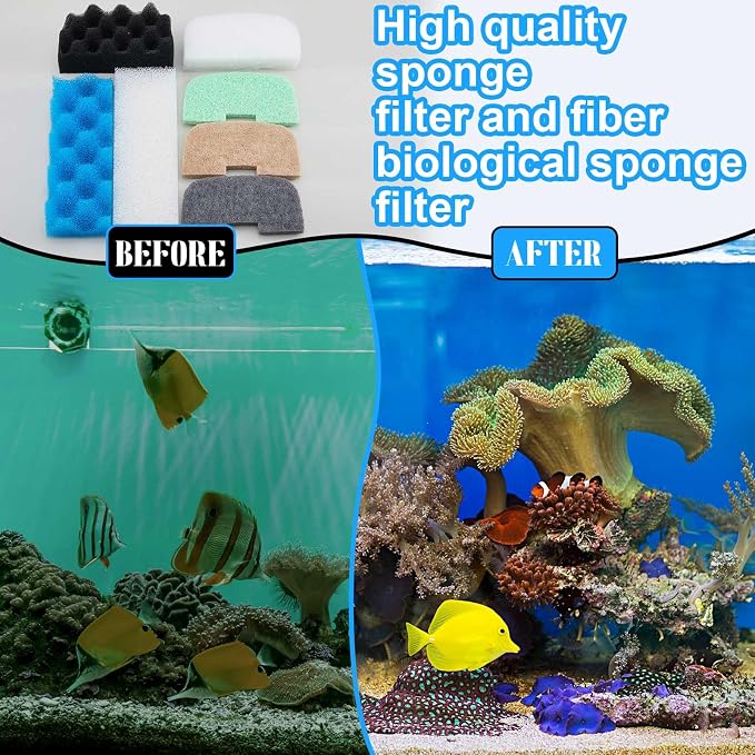 Threlaco 52 Pcs Replacement Filter Media Kit Compatible with Fluval 206/207 Aquarium Filters Include Biological Foams Ammonia Remover Phosphate Pads Nitrite Remover, Towel and Grease