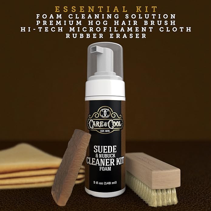 Care & Cool Suede and Nubuck Cleaner Foam Kit (5 oz) - Revitalizes and Refreshes Shoes, Boots, Clothes, and Furniture