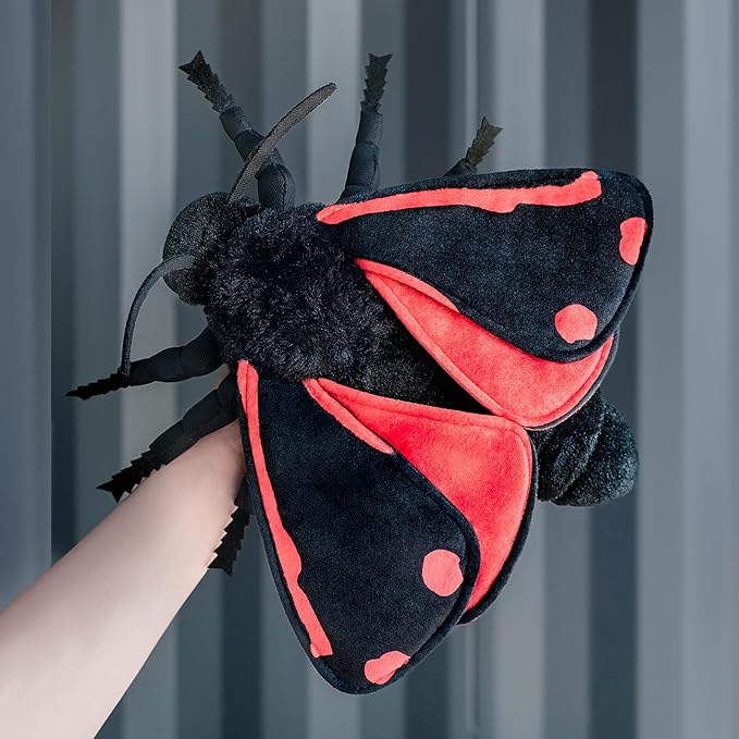ZHONGXIN MADE Cinnabar Moth Plush Toy - Lifelike Cinnabar Moth Stuffed Animals 11in, Realistic Soft Big Wings Moth Toys, Unique Plush Collection for Kids