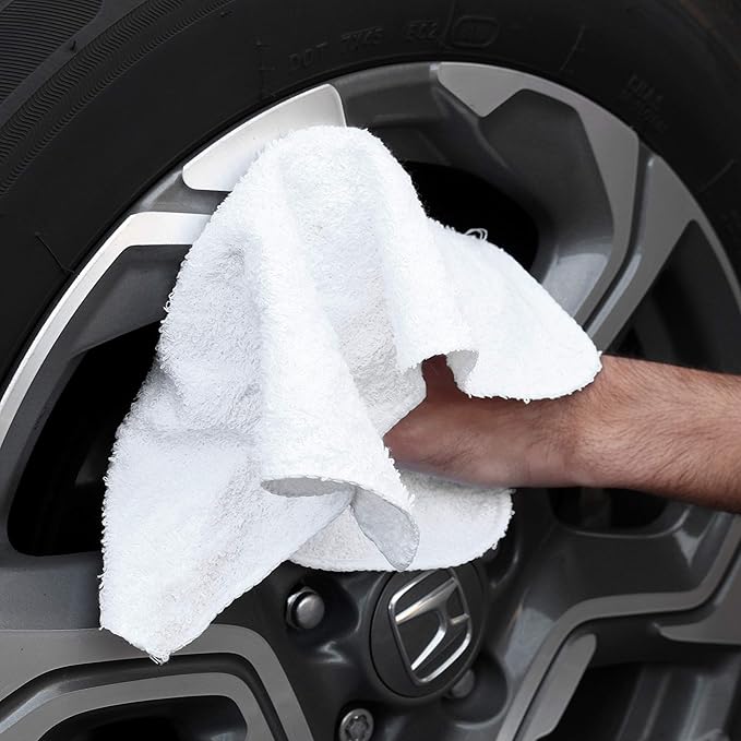 Arkwright W11 Terry Cloth Towels for Cleaning - Soft Cotton Blend Washable Multi-Purpose Bar Mop, Absorbent & Quick Dry, Bulk Box of Rags for Kitchen, Auto Shop, and Garage, 25 lb, White