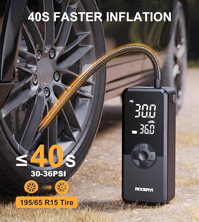 Tire Inflator Portable Air Compressor, 150PSI Air Pump for Car Tires, Cordless Air Compressor with Inflation and Deflation Modes, 12V DC Tire Pump for Car, Motorcycle, Bicycle, Balls