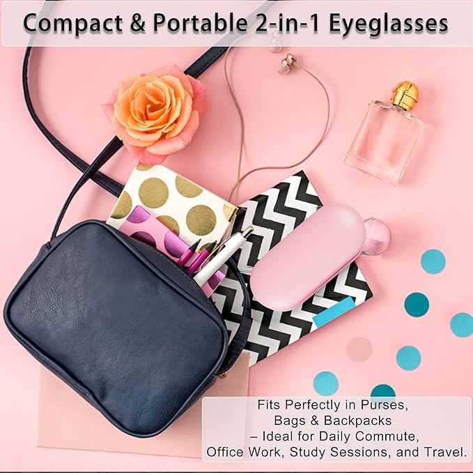 Lasiyanor 2 in 1 Eyeglass Case Portable Double Sided Contact Lens Box Multifunction With Tool for Travel Daily Outdoor