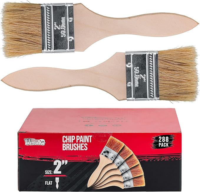 U.S. Art Supply 288 Pack of 2 inch Paint and Chip Paint Brushes for Paint, Stains, Varnishes, Glues, and Gesso