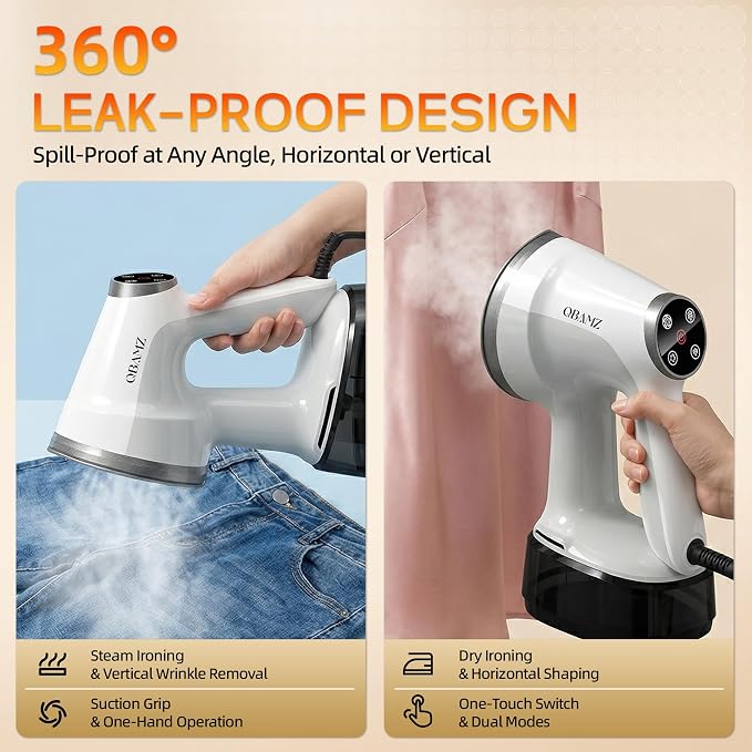 Vacuum Steamer for Clothes, 3500Pa Powerful Suction Handheld Garment Steamer with 400ml Large Tank, Steaming & Ironing 2-in-1 Clothing Steamer with Adjustable Suction & Auto Shut-Off for Home & Travel