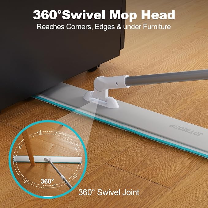 JOYMOOP 36 Inch Commercial Microfiber Dust Mop, Grey-White Heavy Duty Industrial Wet Dry Floor Mop for Hardwood Floors with Telescopic Handle, Includes 3 Mop Pads