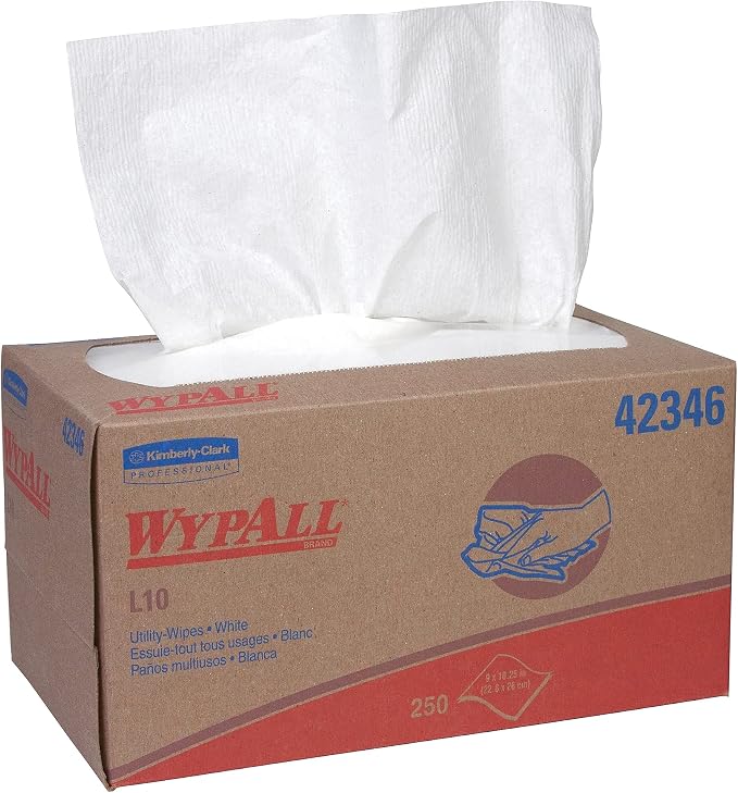 WypAll 42346 L10 Single Fold Wipers, 1-Ply, 250 Sheets/Box