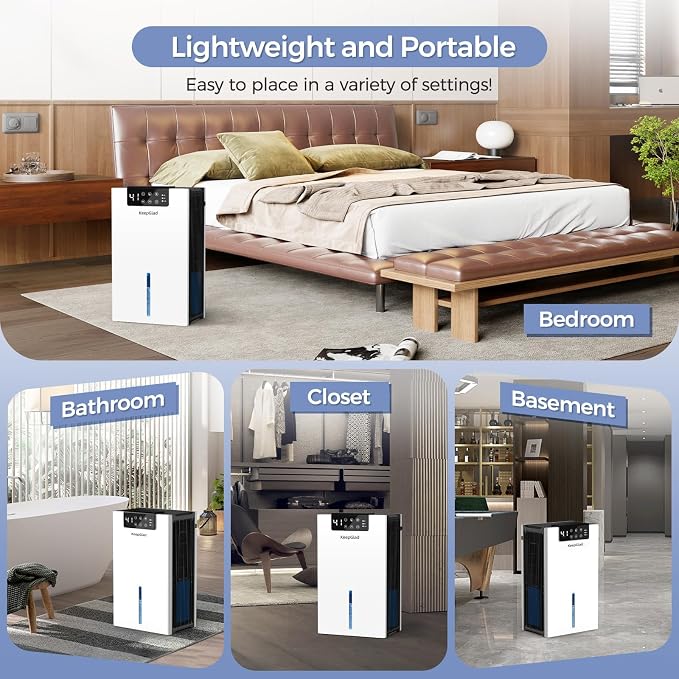 Dehumidifier, Dehumidifiers for Home(1000sq.ft), 98 OZ Dehumidifier Washable Air Filter, Dehumidifiers for Basement with Drain Hose, Auto Shut Off, Timer Setting, Humidity Display, White