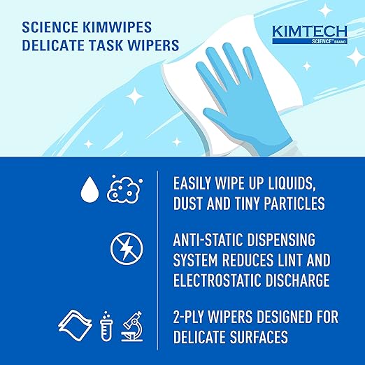 KIMTECH Kimwipes Delicate Task Kimtech Science Wipers (34721), White, 2-PLY, 15 Pop-Up Boxes / Case, 90 Sheets / Box, 1,350 Sheets / Case