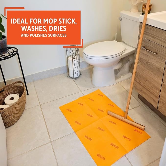 Imusa USA 24 Pack Reusable Cuban Style Mop Cloth Super Absorbent Multi-Purpose Cleaning Shammy (Chamois) Towel Cloth, Orange