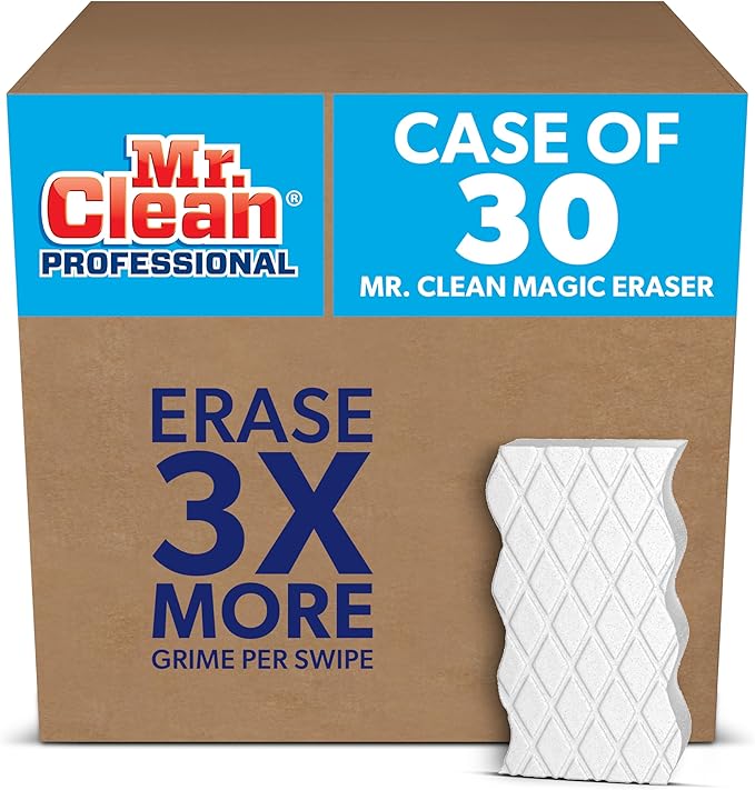 P&G Professional Magic Erasers from Mr. Clean Professional, Bulk Multi Surface Scrubber Cleans Tough Dirt and Grime with No Chemicals, Ideal for Hotels, Restaurants and Businesses (Case of 30)
