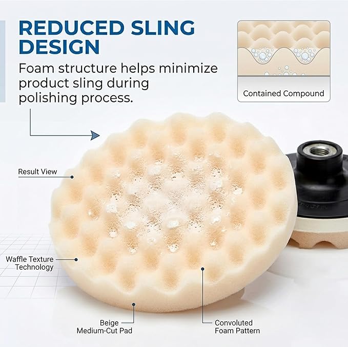 GASHINA STORY 3-M-05737-Perfect-It Foam Buffing Pad 8 Inch 1pc - Single Sided Hook & Loop for Car Polishing - Compatible with Dual-Action & Rotary Polishers - Washable & Reusable for Showroom Shine