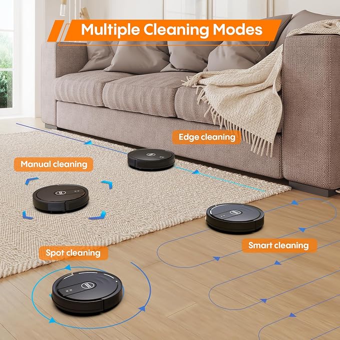 Robot Vacuum and Mop, 3-in-1 Robot Vacuum Cleaner, 5000Pa Powerful Suction with Multi-Surface Cleaning, 2.87" Super Slim, Wi-Fi/App/Alexa, Perfect for Pet Hair, Hard Floors and Pile Carpets
