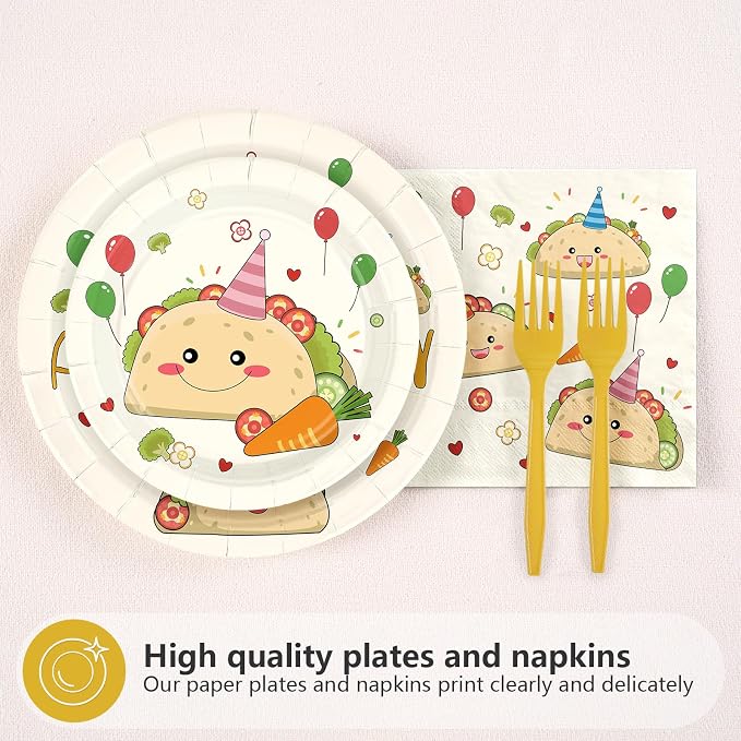 96Pcs Taco Anniversary Party Decorations Taco Bout Love Plates and Napkins Mexican Fiesta Decorations for Wedding Bridal Shower Engagement Anniversary Cinco De Mayo Party Supplies Serves 24
