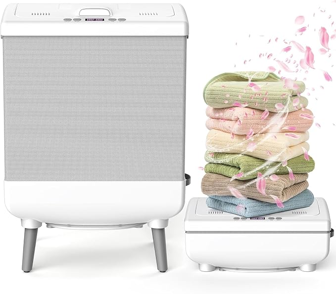 Electactic Towel Warmer for Bathroom, 35L Foldable Hot Towel Warmer Bucket with 24H Timer, Heat&Dryer 2 in 1 Blanket Warmer with 2 Hanging Hooks, Fits 3 Oversized Towels or 2 Bathrobes for Home & Spa