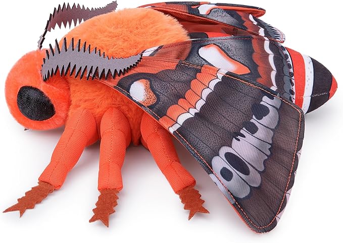 Cecropia Moth Plush Toy, Giant Robin Moth Stuffed Animals 26in, Realistic Soft Big Moth Plushie Model Toy, Unique Plush Gift Collection for Kids