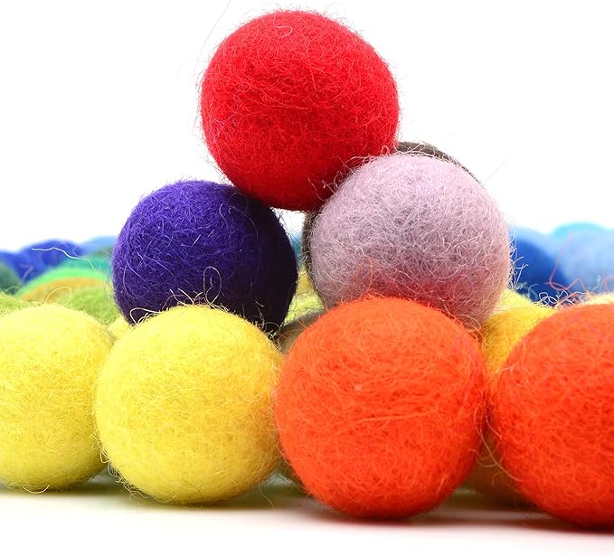 Glaciart One Felt Pom Poms, Wool Balls (240 Pieces) 1.5 cm – 0.6 Inch, Handmade Felted 40 Color (Red, Pink, Blue, Orange, Yellow, Gray, Black, Pastel and More) Bulk Small Puff for Felting and Garland