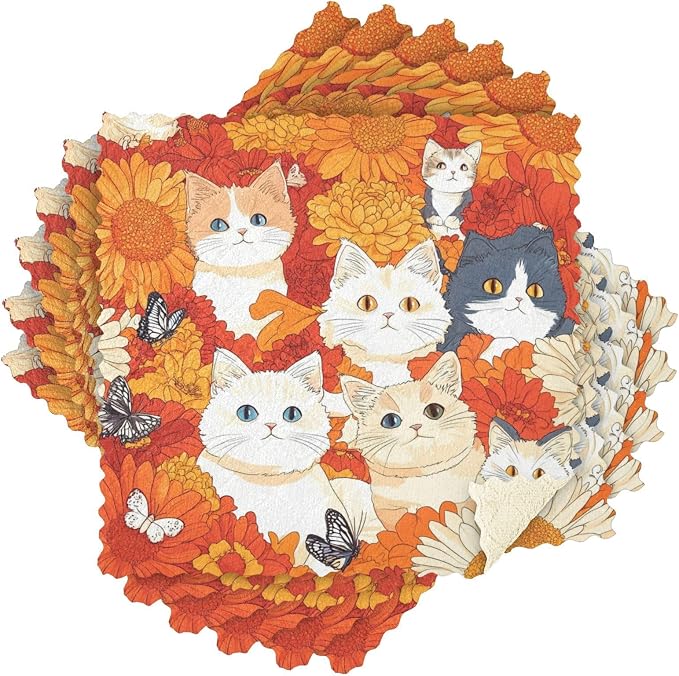 Orange Chrysanthemum Cats Butterflies Kitchen Towels Dish Cloths Set of 6 Microfiber Cleaning Cloths for Cars Super Absorbent Machine